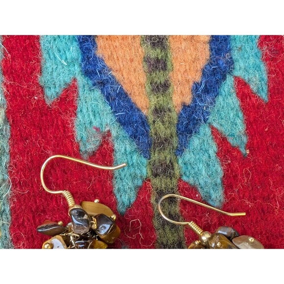 Vintage Tigers Eye Nugget Earrings - Picture 3 of 10